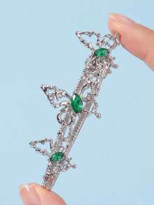 1pc Luxury Vintage Hollow Butterfly Hair Clip, Fashion Shiny Marquise Zirconia Hair Clip, Niche Liquid Metal Edge Alligator Hair Clip, Women's Daily Outfit Decorative Hair Clip - Multicolor - View 9