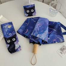Cat Black Vinyl UV-Resistant Outdoor Travel Sun & Rain Umbrella - Multicolor - View 13