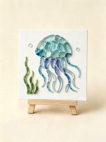 1pc Handmade Sea Glass Mosaic Set, Including Jellyfish, Octopus And Other Marine Creatures, Suitable For Home, Dining Table, Bedside Table, Indoor Decoration And Office Use, Perfect For Adults And Beginners, Great Holiday Gift - Multiple Styles - View 10