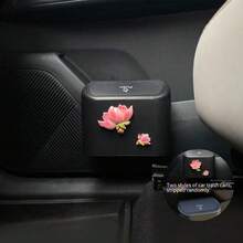 1pc Resin Peach Blossom Cherry Blossom Car Trash Can, Multi-Functional Car Door Hanging Storage Bucket, Floral Decorative Accessory, Front And Rear Row Umbrella And Miscellaneous Item Storage, Car Interior Organizer - Multicolor - View 8