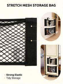 1pc Adhesive Storage Bag, Trash Bag, Plastic Mesh Bag, Large Capacity Wall-Mounted Storage Bag, Adhesive Cabinet Interior Mesh Bag, Hook And Loop Car Trunk Mesh Bag, Suitable For Reusable Bags, Kitchen Trash Bag Storage And Organization, Room Decor, Storage, Home Decor, Kitchen Essentials, Home, Room - Multicolor - View 6