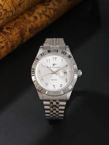 RICECGO A Minimalist Men's Steel-Strap Watch With Arabic Numerals-Perfect For Daily Wear During Your Commute And As A Stylish Accessory. - Silver - View 13
