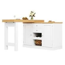 Flieks Extendable Sideboard & Dining Table Combo, 2 Drawers & Snack Rack, Space-Saving Sideboard For Small Flats - White - View 10
