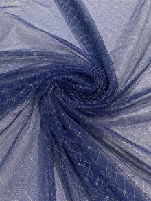 Navy Blue & Gold Glitter Diamond Grid Tulle Lace Fabric, Translucent Shiny Mesh Cloth, Suitable For Evening Gowns, Wedding Veils, Party Outfits, Photo Backdrop Curtains And Handmade Sewing Projects - Multicolor - View 10