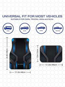 4pcs Blue And Black Tech Style Printed Car Floor Mats, Universal Automotive Interior Mats, Durable, Suitable For Various Sedan And SUV Models, Car Decorative Mats, Wear-Resistant And Anti-Slip, Automotive-Specific Floor Mats, Ideal Choice - A - View 2