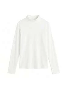 270g Autumn/Winter German Velvet Semi-High Neck Long Sleeve Base Layer, Warm Inner Wear, Slimming Solid Color Long Sleeve Top, White Versatile - White - View 6
