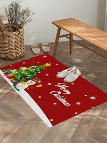 1/2pcs Christmas Kitchen Decor Rugs, Christmas Tree & Snowman Pattern, Winter Kitchen Rugs And Mats, Non-Slip Washable Absorbent Kitchen Accessories Decor Mats, Christmas Holiday Gift! - Multicolor - View 6