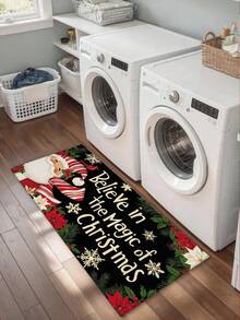 Santa Claus Doormat, Merry Christmas Snowflake Pattern Front Door Mat, Suitable For Floor, Entrance, Hallway, Laundry Room, Kitchen Sink, Seasonal Winter Christmas Holiday Home Decor - A - View 10