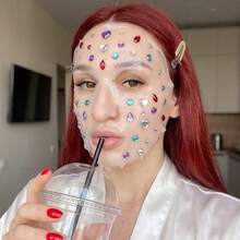 Stars, Moon, Heart, Candy, Color, Dopamine, Face Decoration, DIY, Self-Adhesive Gem Stickers, Random Colors - 1set-a - View 3