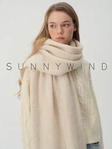 1pc Women's Solid Color Polyester Soft Skin-Friendly Warm Scarf For Daily Use - Beige - View 5