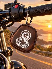 Mini Zipper Wallet With Jesus Design (With Snap Closure), Portable PU Leather Headphone Pouch, Small Key And Card Holder, Original Coin Purse, Zipper Earphone Storage Bag, Key Holder And Keychain Accessories - Multicolor - View 7