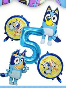 MASSDI Create A Vibrant Themed Party Decor With This All-Around Cartoon Dog Family Balloon Decoration Set, Including 1 Shiny Metallic Blue Number Foil Balloon To Mark Milestone Age - Multiple Styles - View 19