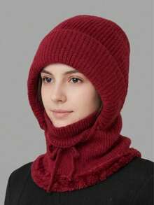 Winter Warm Fleece Face Mask Hat - Elastic Drawstring Design, Lightweight & Warm, Suitable For Cycling, Skiing And Other Outdoor Sports, All-In-One Windproof Ear Protection, Essential Gear For Autumn/Winter - Multicolor - View 13