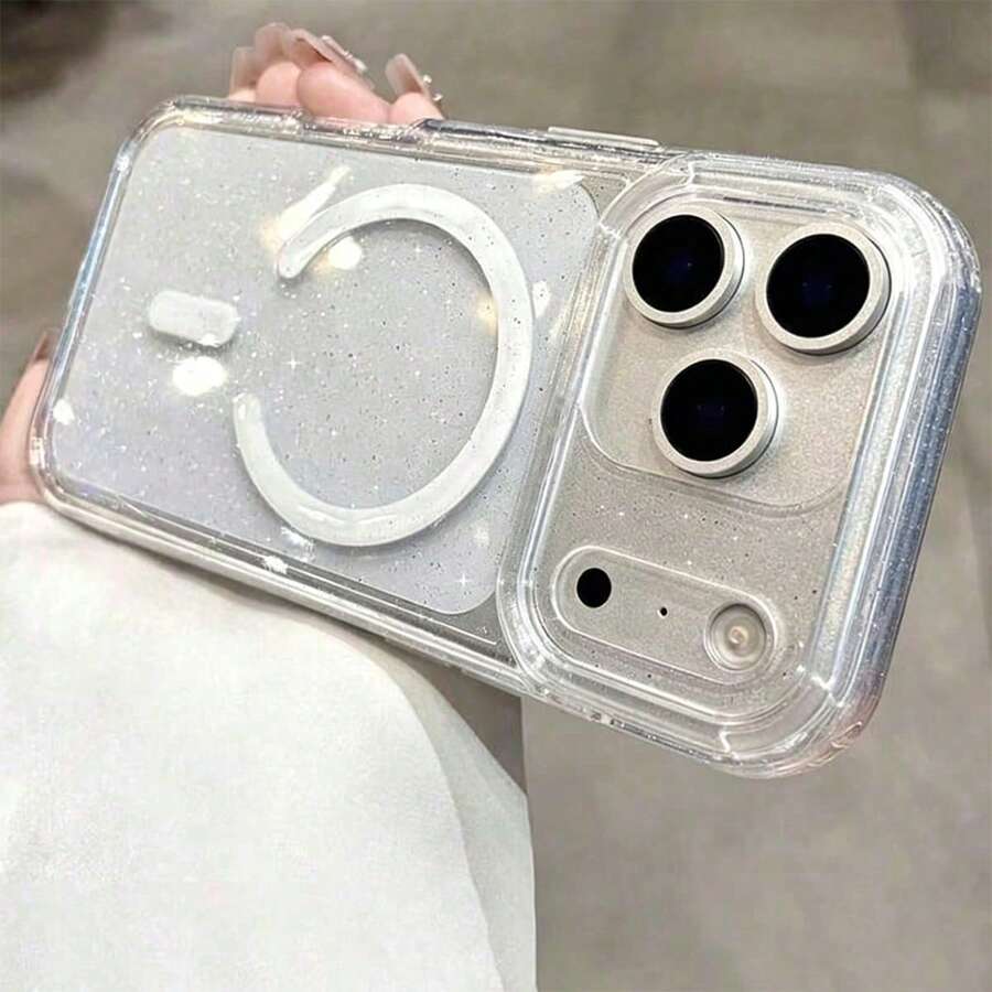 奢華亮面透明磁吸手機殼,相容 iPhone 17 Pro Max、17 Pro、17、16 Pro Max、16 Pro、16、15 Pro Max、15 Pro、15、14 Pro Max、14 Pro、13 Pro Max、13 Pro、13,支援磁吸無線充電,防震框架背蓋 - 無色 - 查看 1