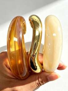 3pcs/1pc Vintage Exaggerated Glamorous Women's Multi-Color Round And Wavy CCB And Resin Open Bangle Set, Suitable For Women's Daily, Party, Vacation, Date, Wedding, Festival Wear, Gift, Can Be Layered - Multicolor - View 6