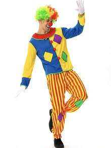 2PCS/Men's Clown Costume Set, Adult Multi-Color Funny Circus Clown Outfit, Halloween, Carnival, Cosplay Party Costume - Multicolor - View 7