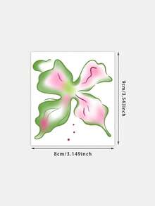 1pc Temporary Tattoo Sticker, Pink Green Gradient Abstract 4-Petal Flower Pattern, Realistic Fake Tattoo Design, Suitable For Daily, Bachelorette Party Favors, Music Festivals, Cosplay, Graduation Gifts, Lasts 3-5 Days - Multicolor - View 6