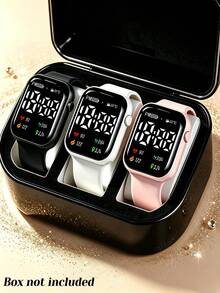3Pcs Boys & Girls LED Digital Electronic Watch Set, Perfect For Students To Wear To School, Luminous Digital Display, Convenient Time Reading, Soft Silicone Strap, Comfortable To Wear (Gift Box Not Included) - Multicolor - View 7