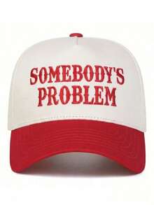 1pc Women's "Somebody's Problem" Trucker Hat, Personalized Embroidered Letter Baseball Cap, Street Fashion 5-Panel Hat, Spring/Autumn Travel, Beach, Summer Outdoor Sun Protection Casual Hat - Somebody's Problem - View 10