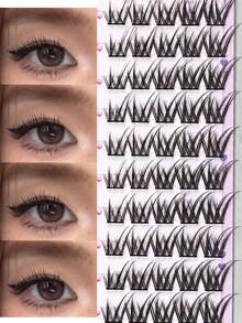 100PCS Soft Lightweight Lash Clusters, Natural Curled Cat Eye Individual False Eyelashes, DIY Cluster Lash Extensions For Beginners, Eye-Enhancing Natural Lashes For Everyday Makeup - View 2