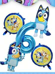 MASSDI Create A Vibrant Themed Party Decor With This All-Around Cartoon Dog Family Balloon Decoration Set, Including 1 Shiny Metallic Blue Number Foil Balloon To Mark Milestone Age - Multiple Styles - View 16