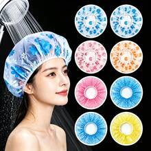 6pcs/14pcs Polka Dot Pattern Shower Caps, Plastic Reusable Elastic Shower Caps, 1pc Per Color/Random Color Assortment, Suitable For Women Spa Salon, Bathroom Cleaning Supplies - Multicolor - View 3