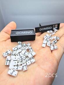 1 Set Mini Domino Model With Storage Box, Miniature Black Domino Boxed Model, 28pcs Mini Realistic Domino Tiles, Model House Collection Accessories - Miniature Dominoes - View 11