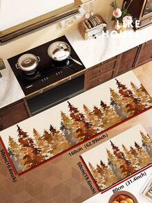 1/2pcs Christmas Kitchen Decor Rugs, Christmas Tree Pattern Design, Winter Kitchen Rugs And Mats, Non-Slip Washable Absorbent Kitchen Accessories Decor Mats, Christmas Holiday Gifts! - Multicolor - View 14