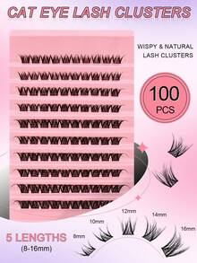 100pcs C Curl Cluster False Eyelashes, 8-16mm Length, Segmented Single Cluster False Eyelashes, DIY Dedicated, Single Cluster Eyelash Extensions, Cluster False Eyelashes, Single Cluster False Eyelashes - D - View 5
