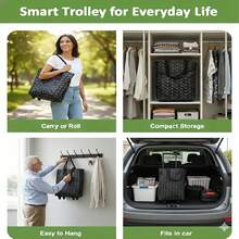 Multifunctional Shopping Cart, Easy To Fold, Equipped With Wheels For Convenient Movement, Made Of Durable Oxford Fabric, Perfect For Shopping And Travel - Multicolor - View 9