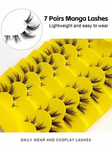 Asiteo 7 Pairs Clear Band False Eyelashes, Cat Eye Effect, Eyelash Extensions, Natural Eye Enlargement, Suitable For Daily Wear And Various Occasions, Christmas Gift, Eyelash Strips, Cartoon Eyelashes, Anime Eyelashes - Black - View 4