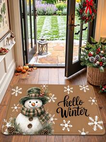 1pc 3D Embossed Anti-Slip Winter Snowflake Christmas Snowman Doormat, Essential Christmas Decoration, Suitable For Entryway, Study, Bedside, Floor Mat, Outdoor, Easy To Clean, Anti-Slip, Quick Drying, All Season Use, Machine Washable - A - View 7