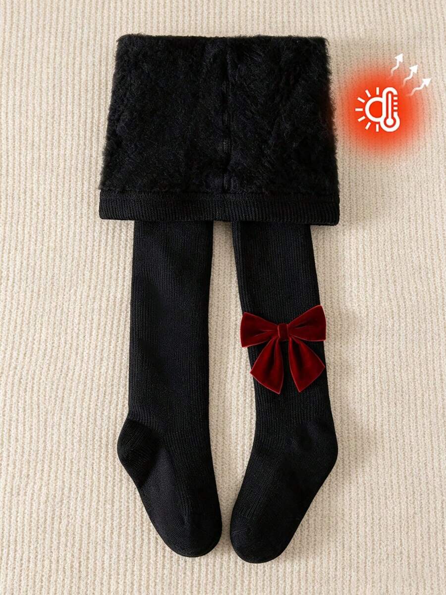 1pc Autumn/Winter Girls/Infant/Toddler Thermal Lined Black Dance Tights ...