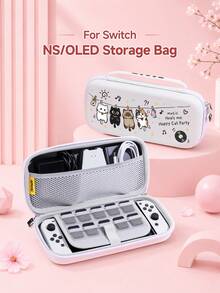 Xingji, 1pc Cartoon Cat Graffiti Pattern Game Console Protective Case, Suitable For Switch2 (2025)/Switch OLED/Switch Console, Made Of Soft TPU Material Soft Shell/Hard Shell, Universal Storage Bag, No Disassembly Required, Anti-Drop Anti-Dust, Ideal Gift Compatible With Switch Gamers - View 6