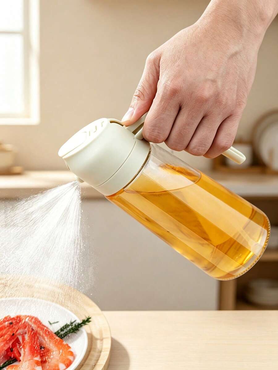 1pc Kitchen Oil Spray Bottle, Two In One Spray And Dumping Dual Purpose, Suitable For Cooking, Kitchen, Barbecue, Salad, Baking, Air Frying Pan, Oil Control Atomization Spray Bottle, Holiday Decoration Necessities, Christmas Gifts - Multicolor - View 1