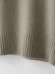 YROOE Women's Autumn/Winter Camel Crew Neck Drop Shoulder Long Sleeve Ribbed Hem Loose Knit Pullover Sweater - Camel - View 8