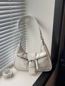 Niche Design Chain 2026 New Women's Bag Fashion Gothic Style Rivet Underarm Bag Handbag Shoulder Bag Solid Color Studded Chain Shoulder Bag - White - View 6