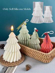 1PC Christmas Tree-Shaped Silicone Mold – Suitable For Making Scented Candles, Art Sculptures, And Decorative Tabletop Crafts; Ideal For Everyday Ornaments, Creative Candle Making, And Holiday Decor (Silicone Mold Only; Candle Not Included). - Multiple Styles - View 12