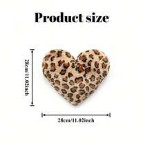 1pc Leopard Print Heart-Shaped Plush Car Neck Pillow, Fashionable Cute Neck Support Pillow To Relieve Fatigue, Women's Car Accessory - Multicolor - View 7