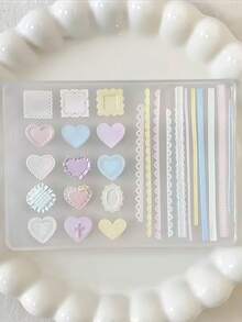 1pc Lace Patchwork French Lace Heart Cute 3D Embossed Nail Art DIY Silicone Mold - Clear - View 8