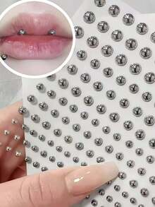 1650/825/165pcs 3-6mm Silver-Plated Acrylic Fake Nose Rings, Earrings, Stickers, Fake Eyebrows, Lip Rings, No-Piercing Body Jewelry, Face Stickers - Silver - View 7