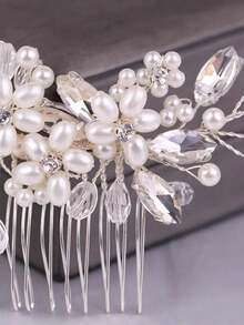 1pc Luxury Rhinestone Twisted Hair Accessory, Adult Banquet Photography Updo Hair Comb, Bridal Wedding Headpiece In Stock - Silver - View 6
