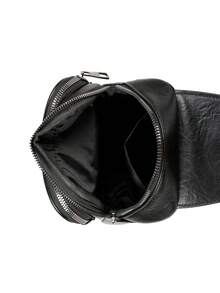 Men's PU Leather Chest Bag With Diagonal Zipper And Multi Layer Design, Durable And Durable, Casual Outdoor Travel Chest Crossbody Bag - Black - View 7