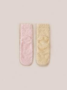 1/3/6 Pasang Kaos Kaki Wanita Multi-Warna Tebal Berlapisan Bulu Domba, Kaos Kaki Selop Rumah yang Hangat, Kaos Kaki Tidur Anti Selip, Desain Sederhana, Musim Gugur/Musim Dingin - MultiWarna - View 14