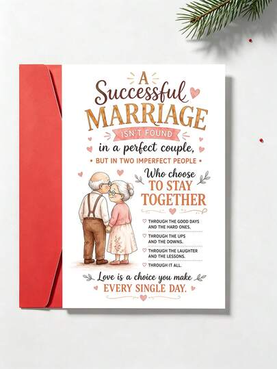 1 pieza Tarjeta de felicitación de aniversario romántica con sobre, mensaje de amor dulce para esposo, esposa y parejas, para celebración de boda, Día de San Valentín, regalo romántico para el cónyuge, interior en blanco