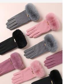 Women's Black Touchscreen Gloves, Waterproof, Soft Warm Wool Lining, Winter Outdoor Gloves, Halloween - Multicolor - View 3