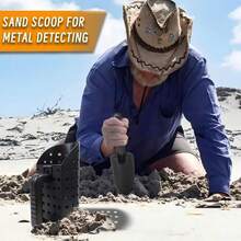 Sand Shovel And Spade Designed Specifically For Metal Detecting; Metal Detector Accessories; Sand Sifter And Shovel Suitable For Beach, Treasure Hunting And Digging; Metal Detector Shovel, Black, Metal Detector ABS Sand Shovel Set: Steel Beach Digging Filter For Detecting Underground Metal Treasures - Multicolor - View 5