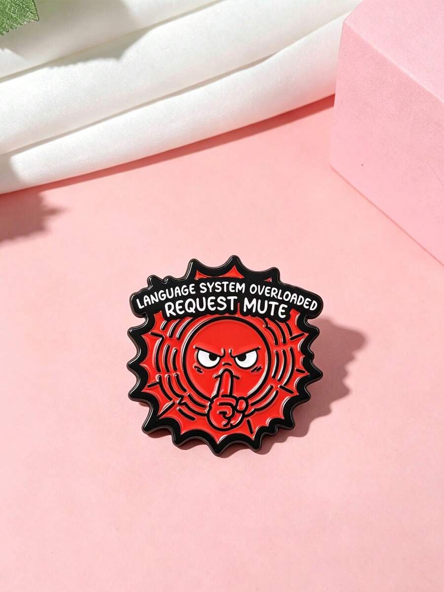 1 Pc Language System Overloaded Request Mute Enamel Pin, Angry Funny Face Brooch, Anti‑Social Meme Badge For Backpack Jacket