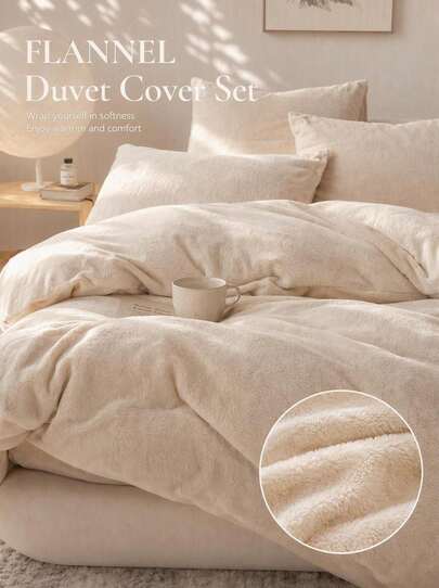 Haus Hana 2/3pcs Velvet Solid Color Duvet Cover Set, Soft And Warm, Easy To Care For,Autumn And Winter,Various Sizes (1 Duvet Cover & 1/2 Pillowcases, No Duvet Insert), Home Textiles, Machine Washable