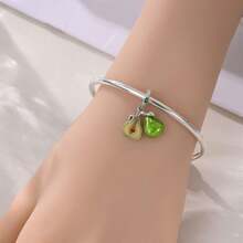 1PC Cute Fruit 925 Sterling Silver Enamel Rhinestone Strawberry Pineapple Cherry Charm Beads For Women, DIY Bracelet Making For Summer Daily Party - Silver - View 9